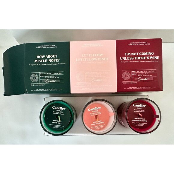 Candier Candle Set Christmas Limited Edition 2.25 oz Candles Mistle-Nope Wine - Picture 2 of 3